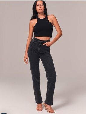 EUC, Abercrombie Curve Love Ultra High Rise 90s Straight Jean, Black, 28, 28” IS